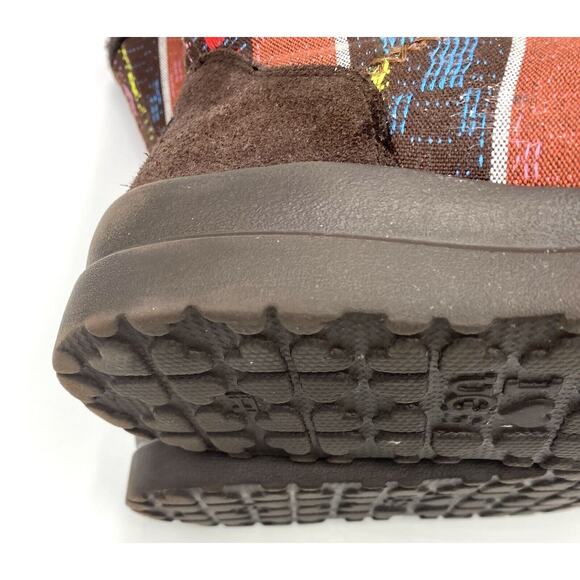 UGG Lacy Boot Nordic Fair Isle Blanket Woven Fabric Faux Fur Warm Sz 7 limited - Picture 10 of 12